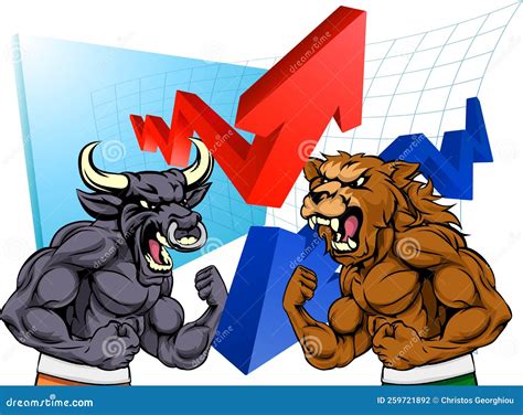 Bull Vs Bear Stock Market Wall Street Concept Stock Illustration ...