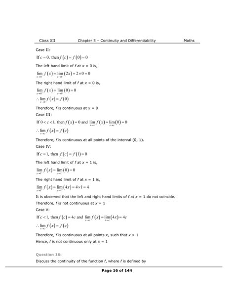 NCERT Class 12 Maths Chapter 5 Exercise 5.1 Solutions - eSaral