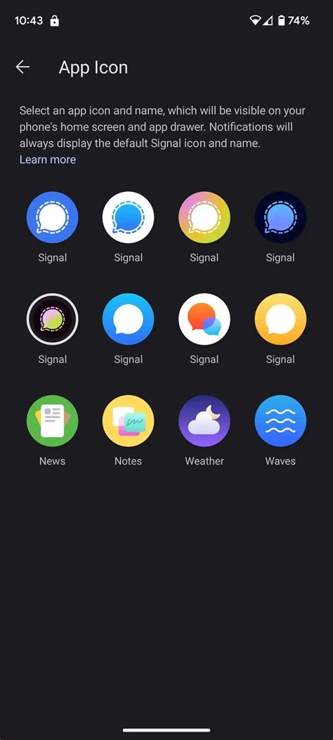 Signal lets you disguise the app with custom name and icon