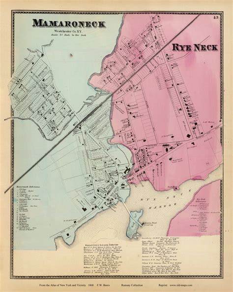 Mamaroneck and Rye Neck Villages - Mamaroneck, New York 1868 - Old Town ...