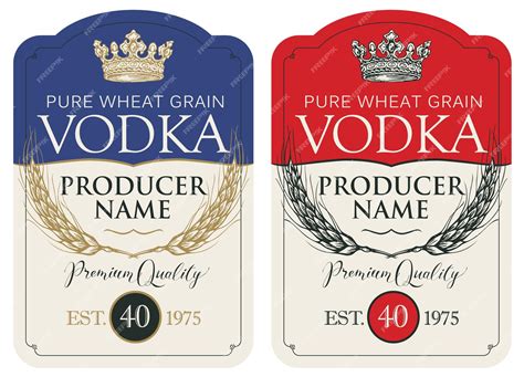 Two labels for bottle of vodka | Premium Vector