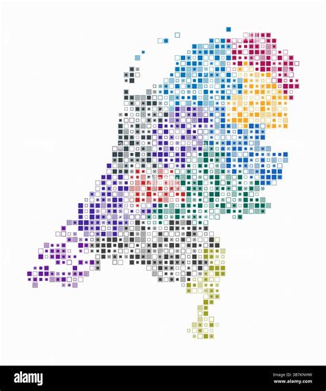 Netherlands, shape of the country built of colored cells. Digital style ...