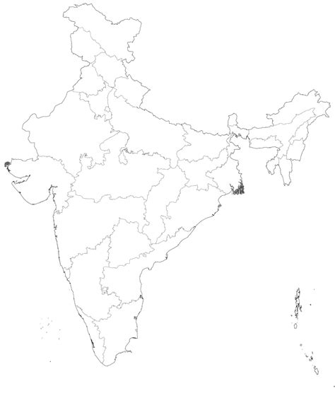 India Political Map Hd Blank
