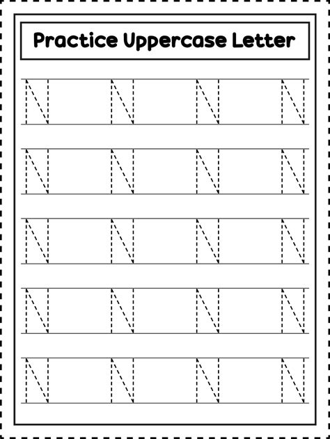 ABC Alphabet Letter Tracing. Uppercase letter N. Handwriting practice for preschool kids ...