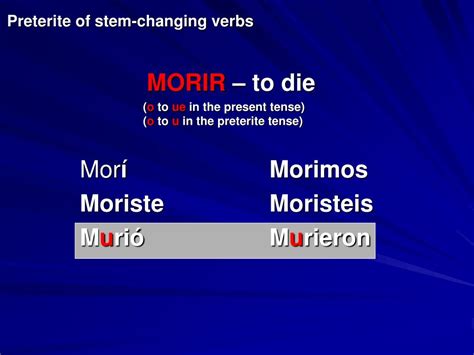PPT - Preterite Stem-Changing Verbs PowerPoint Presentation, free ...
