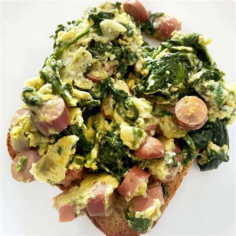 Sausage, spinach, egg, and cheese scramble