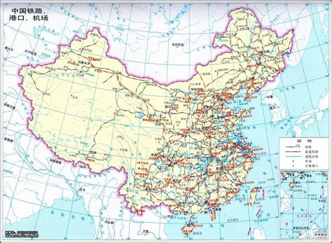 中国铁路港口机场交通地图_中国地图地图库_地图窝