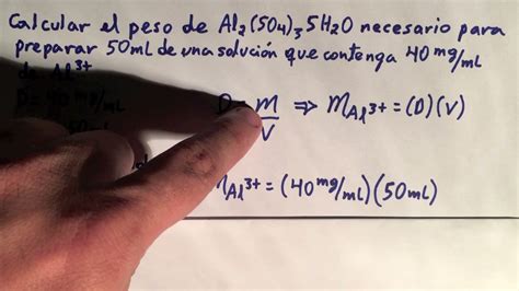 Calcular la masa de Al2(SO4)3 necesaria para preparar 50ml de solucion ...