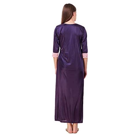Buy Nityakshi Women's Satin Maroon Sleep Nighty with Robe Set ...