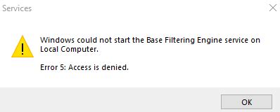 Image result for Base Filtering Engine Error 0X80320009