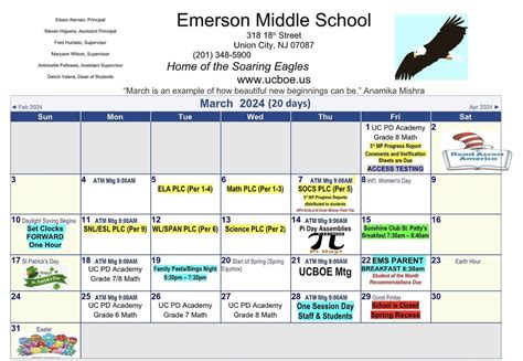 March Calendar | Emerson Middle School