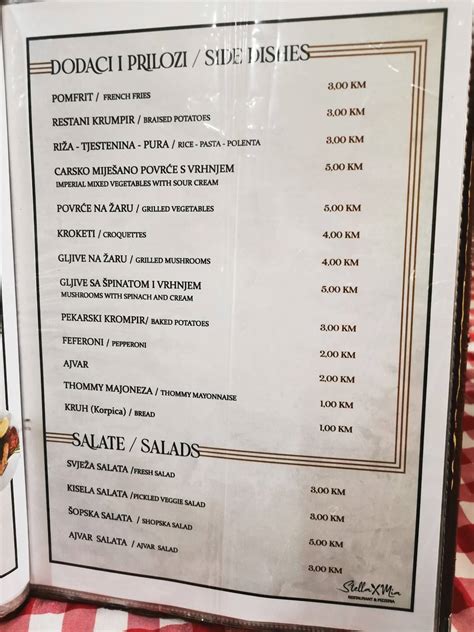 Speisekarte von Stella Mia restaurant, Vitez