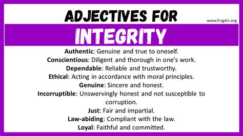 20+ Best Words to Describe Integrity, Adjectives for Integrity - EngDic