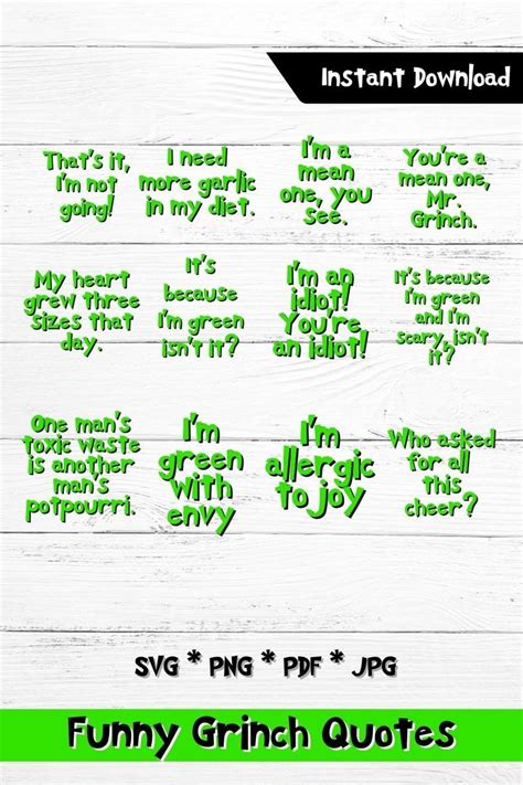 Grinch Quotes SVG Bundle Funny Crafting Files Digital - Etsy | Grinch ...