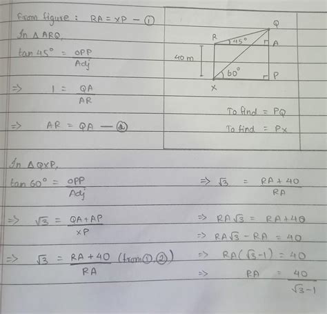 The angle of elevation of the top Q of a vertical tower PQ from point X ...