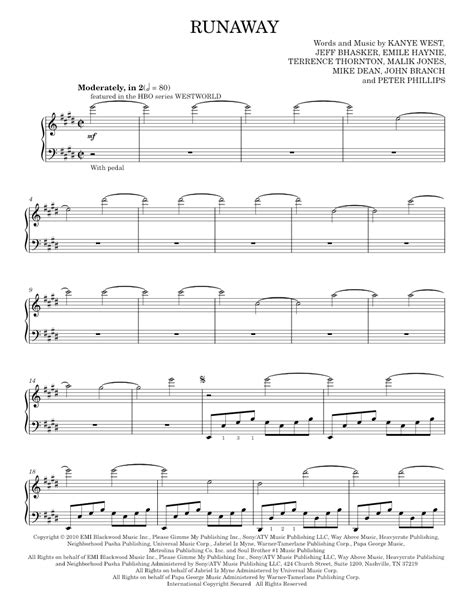 Runaway Kanye West (Ramin Djawadi) Arr. by Alex Patience Sheet music ...