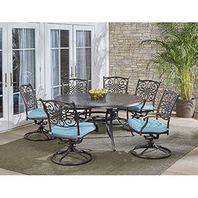 Buy CAMBRIDGE Hanover TRADDN7PCSWRD6-BLU Round Cast-top Table and Six ...