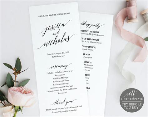 Editable Wedding Program Templates - Printable Word Searches