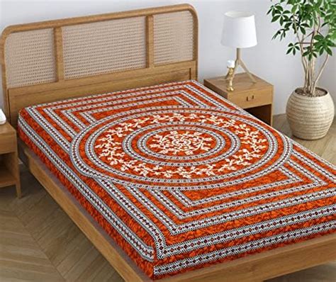 SheetKart Blossoms 100% Pure Cotton Jaipuri Printed Bedsheet for Single ...