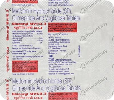 Glucoryl Mv 1/0.3mg Strip Of 15 Tablets: Uses, Side Effects, Price ...