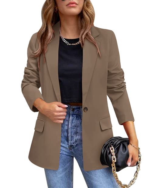 CRAZY GRID Womens Casual Blazer Jacket Long Sleeve Open Front Work ...