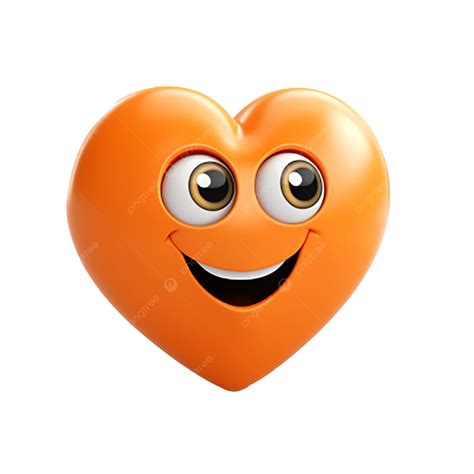Happy Orange Heart Emoji White Background Copy, 3d, Clipart, Love PNG ...