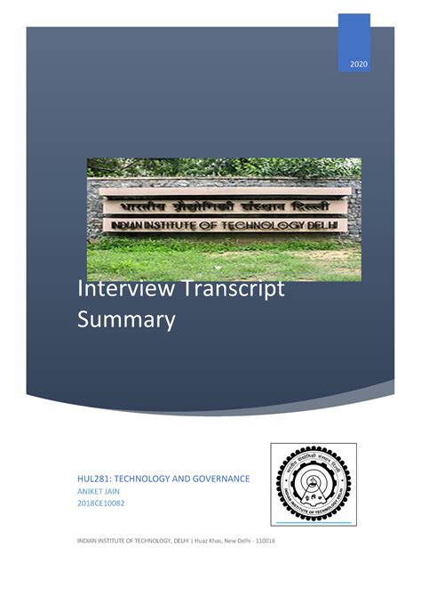Interview Transcript of Candidates - Interview Transcript Summary 2020 ...