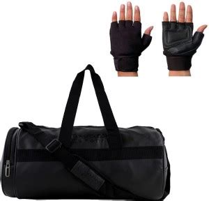 5 O' CLOCK SPORTS Combo Of Leather Gym Bag And Lycra Gym Gloves For ...