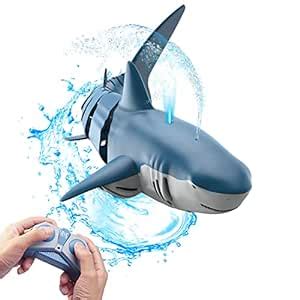 HTZKO Remote Controlled Shark can Spray Water，Can be Charged Pool Shark ...