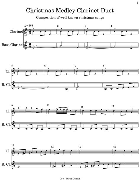 Christmas Medley Clarinet Duet - Sheet music for Clarinet, Bass Clarinet