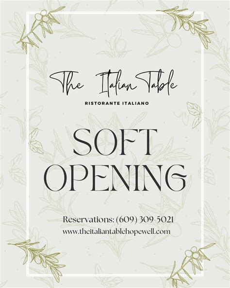 Soft Opening, The Italian Table , Hopewell, 20 November 2025 | AllEvents