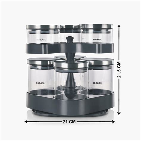 Buy BOROSIL Spin-n-Store Tray with Classic Jars - Set of 7 from Borosil ...