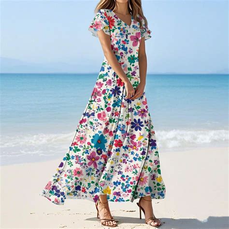 GXIPO Short Sleeve Floral Dresses for Women Elegant Empire Waist ...