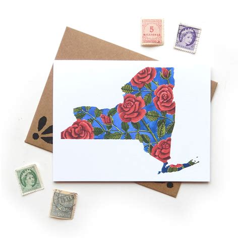 New York State Flower Rose Card - Sketchy Notions