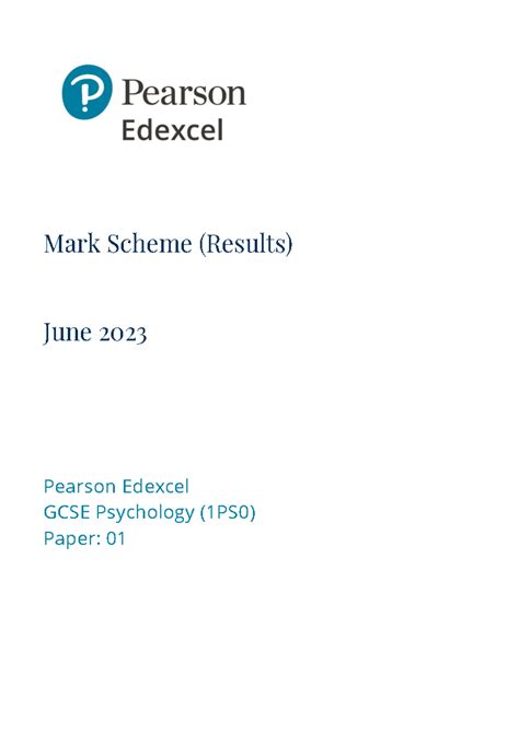 1ps0 01 rms 20230824 - Past paper - Mark Scheme (Results) June 2023 ...