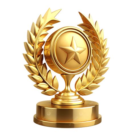 Gold Star Award Trophy With Laurel Wreath Clip Art 3d Illustration ...