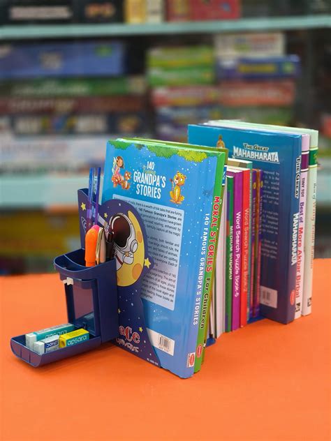 Metal Book Rack | Metal Book Shelf | Adjustable Book Stand with Pen Ho ...