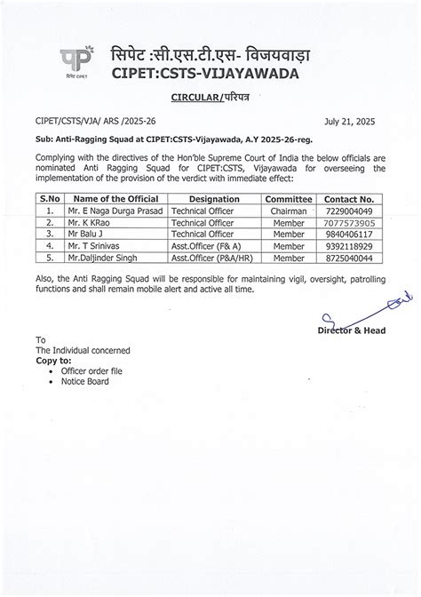Committees | CIPET : CSTS - Vijayawada | CIPET : Centre for Skilling ...