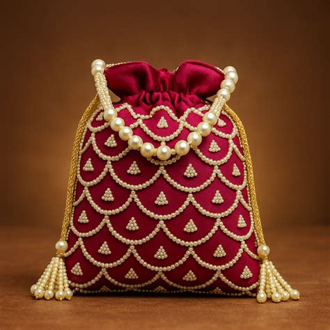 Scarlet Scallop Pearl Potli – Muskans