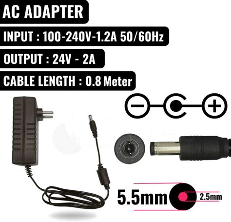 Octec 24V 2A AC Adapter Power Supply| 100-240V Input DC Output with 5 ...