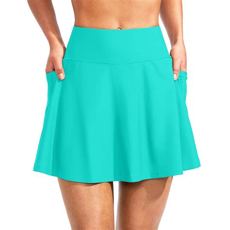 Celivon Womens High Waisted Swim Skirt With Zipper Pockets Bathing Suit ...