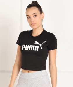 PUMA Printed, Typography Women Round Neck Black T-Shirt - Buy PUMA ...
