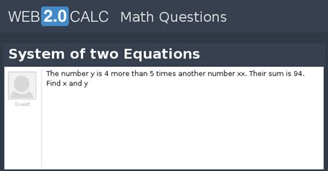 View question - System of two Equations