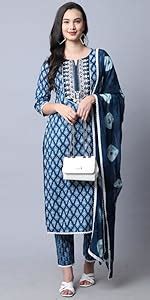 Rajnandini Women's Pure Cambric Cotton Embroidered Kurta Set with ...