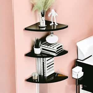 Stylish Art Maker Wall Mounted Corner 3 Tiers Shelves MDF Engineered ...