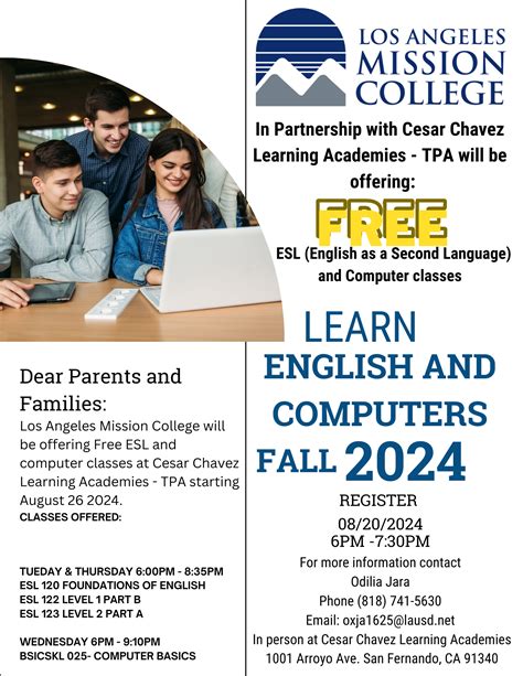 Free English and Computer Classes Begin on August 26, 2024 in the ...