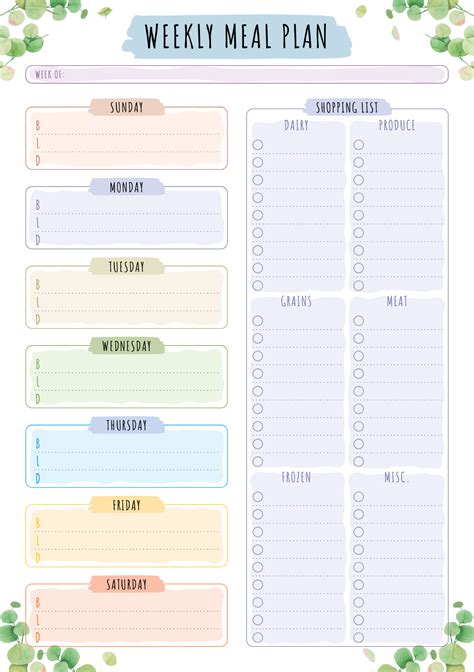 Weekly Menu Plan Printable 的图像结果
