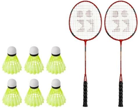 Sports Era Badminton Racquet Set Of 2 Piece With 6 Piece Nylon Shuttle ...