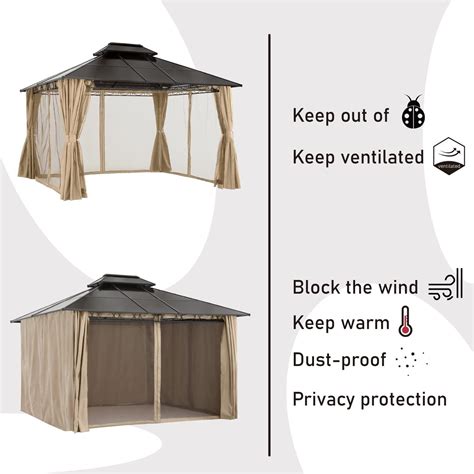 Buy COOSHADE 10×12 Hardtop Patio Gazebos Polycarbonate Double Roof ...