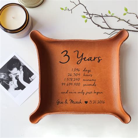 Leather Tray With Your Vows or Song / Leather Anniversary Gift for Her ...